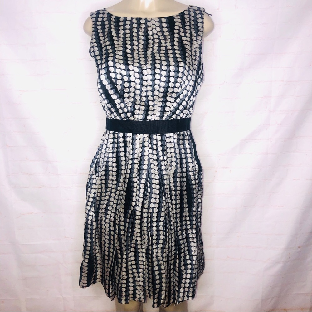 Milly of New York Black and Gray A-Line Midi Dress